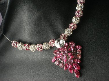 Persian Princess Pinks/ Silver Sparkling Rhinestone Choker & Earring Set
