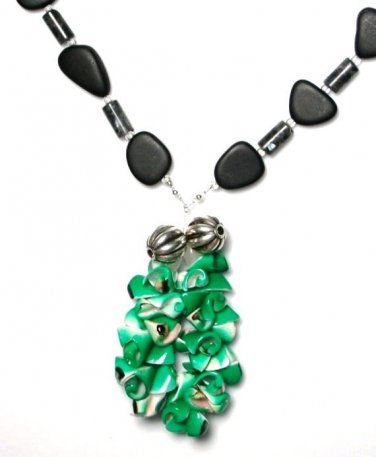 Couture Candy Apple Green Shell Necklace, Earrings, & Bracelet Set