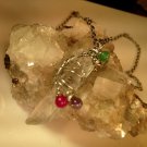 Skittles-Colors of the Rainbow Petitie Quartz Point Wrapped Pendant; Unusual Alluring Fun