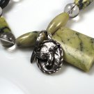 Sterling Silver & Yellow Turquoise Hummingbird Pendant Necklace