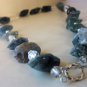 Sterling Silver and Moss Agate Necklace, Earrings, and Bracelet Set