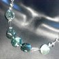Sterling Silver and Moss Agate Necklace, Earrings, and Bracelet Set
