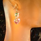 Small Kindness Artisan Cloisonné & Swarovski Crystal Earrings;Fun Bohemian Ooak Shinies Whimsical