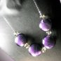 Dark Amethyst & Sterling Silver Beaded Bold Statement Necklace