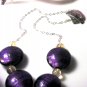 Dark Amethyst & Sterling Silver Beaded Bold Statement Necklace