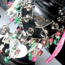 Fun Turquoise Pink and Silver Charm Bracelet One of a kind
