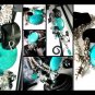 Turquoise Black and Silver Charm Bracelet One of a kind