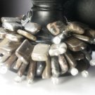 Quartz & Green Marble Multiple Dangle Bracelet One of a kind