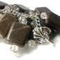 Quartz & Green Marble Multiple Dangle Bracelet One of a kind