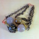 Quartz and Web Agate Beaded Chain Bracelet One of a kind