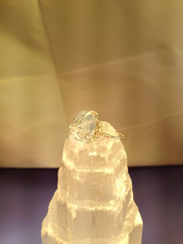 Bound Caged Blue Calcite Ring Size 8; Cleansed & Charged For You Fun Love Whimsical Ooak