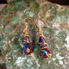 Garnet Brocade Dainty Fine Gemstone Wirewrapped Dangle Earrings; Fun Whimisical Ooak