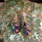 Garnet Brocade Dainty Fine Gemstone Wirewrapped Dangle Earrings; Fun Whimisical Ooak