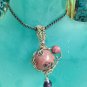 Isolde Rhodonite, Ruby Purple Pearl Pendant Necklace; Alluring, Romantically Victorian Inspired