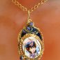 Lady London Blue Pendant Necklace:Fun Love Whimsical Ooak Shinies