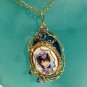Lady London Blue Pendant Necklace:Fun Love Whimsical Ooak Shinies