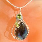 Starflower Pendant- Labradorite Peridot CZ Pendant Necklace; Bohemian Artisan Ooak Shinies
