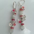 Pink Sun White Moon Dangle Earrings; Fun Ooak Couture Awesome Shinies Artisan