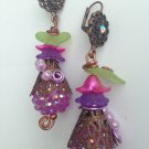 Tropical Bling Outrageous Fun Dangle Earrings; Fun Ooak Couture Awesome Shinies