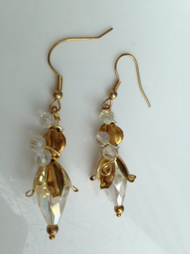 Immortal Bloom Golden Wire Dangle Earrings; Fun Ooak Couture Unique Shinies