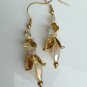 Immortal Bloom Golden Wire Dangle Earrings; Fun Ooak Couture Unique Shinies