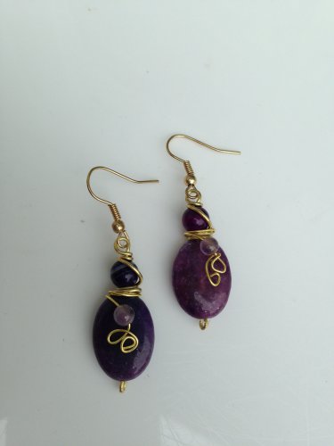 Imperial Golden Wire Dangle Earrings; Fun Ooak Couture Unique Shinies Artisan