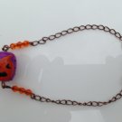 Orange & Purple Pumpkin Lampwork Bead Halloween Bracelet with Swarovski Crystal Elements