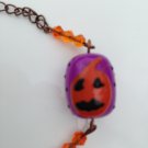 Orange & Purple Pumpkin Lampwork Bead Halloween Bracelet with Swarovski Crystal Elements