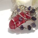 Drinking Sapphire Wine Ice Flake Quartz Iolite Wirewrapped Pendant Necklace