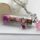 Fairy Beach Glass Vial Bottle Wirewrapped Pendant Necklace; Artisan Ooak Shinies