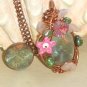 Exotic Romance- Fluorite & Pearl Wire wrapped Pendant Necklace