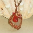 Fire Moon- Moonstone & Carnelian Wire wrapped Pendant Necklace