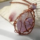 Caged Amethyst- Copper Wire wrapped Pendant Necklace; Whimsical Bohemian