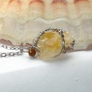LemonHoney Tisane- Citrine Point & Tourmaline Wire wrapped Pendant Necklace