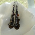 Hollow Tiger- Tiger Eye Gemstone Wire Wrapped Earrings; Fun Ooak Couture