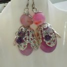 Fairy Laughter- Petite Gemstone Agate Wire Wrapped Earrings; Fun Ooak Shinies