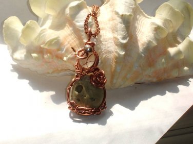 Moon Landing-Unusual Wire wrapped Pendant Necklace; Whimsical Bohemian Artisan Ooak