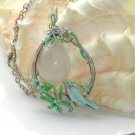 Little Bird Quartz Gemstone Wire wrapped Pendant Necklace; Whimsical Bohemian Artisan