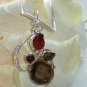 Blood & Smoke - Garnet and Smoky Quartz Wire wrapped Pendant Necklace