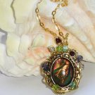 Let It Burn! Multi Gems & Glass Wire wrapped Pendant Necklace;Whimsical Bohemian Artisan