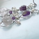 Amethyst Angel -Pearl Gemstone Wire Wrapped Earrings; Ooak Couture Unique Shinies