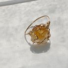 Citrine and 14kt gold fill Wire Wrapped Ring Size 7:Love Whimsical Ooak Shinies