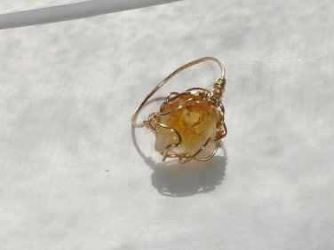 Citrine and 14kt gold fill Wire Wrapped Ring Size 7:Love Whimsical Ooak Shinies