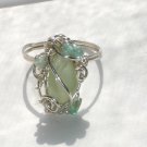 Amphitrite- Wire wrapped Green Topaz & Blue Apatite Silver filled Ring Size 8