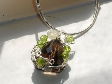 Forest of Shadows- Smoky Quartz Wire wrapped Pendant Necklace