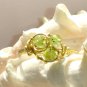 Green apple Trio- Wire wrapped Peridot brass filled Ring Size 8 :Love Whimsical Ooak Shinies