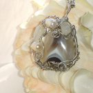 Long Ago Memories - Botswana Agate Wire wrapped Pendant Necklace Ooak