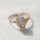Pale Agate and 14kt gold fill Wire Wrapped Ring Size 8:Love Whimsical Ooak Shinies
