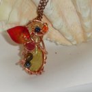 Amber Autumn - Tiger Eye Hematite Wire wrapped Pendant Necklace