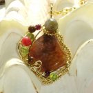Eternal Autumn - Tiger Eye Garnet Wire wrapped Pendant Necklace;Whimsical Bohemian